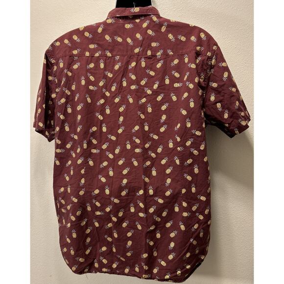 Carbon Shirt Mens 2XL Maroon Hawaiian Pineapple Cotton Short Sleeve‎ Button-Down - Picture 3 of 5